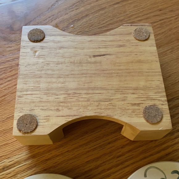 Corelle (Abundance) coasters in wood holder w/Gemco matching glass sugar bowl - Picture 6 of 16